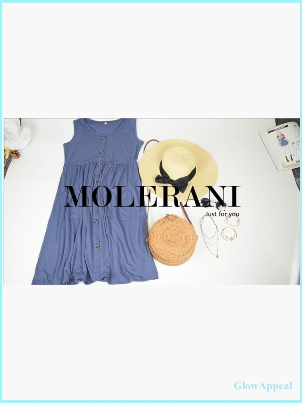 Sleeveless Swing Midi Dress with Pockets Casual Button Down - Picture 6 of 7